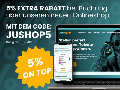 5 Prozent Rabatt bei Buchung &uuml;ber Job-Union online Shop