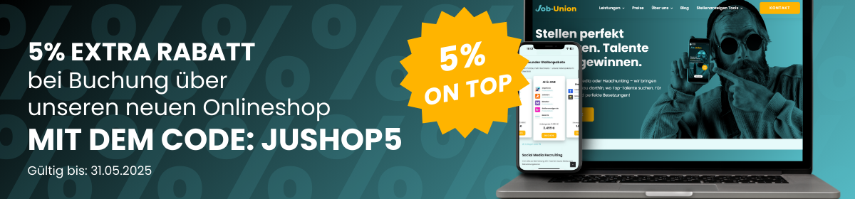 5 Prozent Rabatt bei Buchung &uuml;ber Job-Union Shop